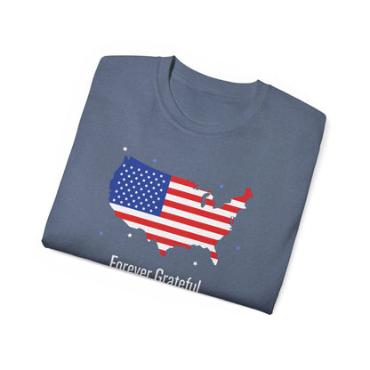 Forever Grateful Veterans Tee - Cotton Shirt for Memorial Day USA Flag Gift for Heroes