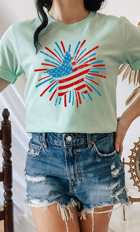 Retro Patriotic Star Graphic Tee - Aaria Tees