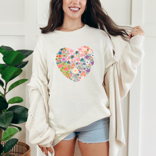 Patchwork Floral Heart Graphic Tee (Online Exclusive)