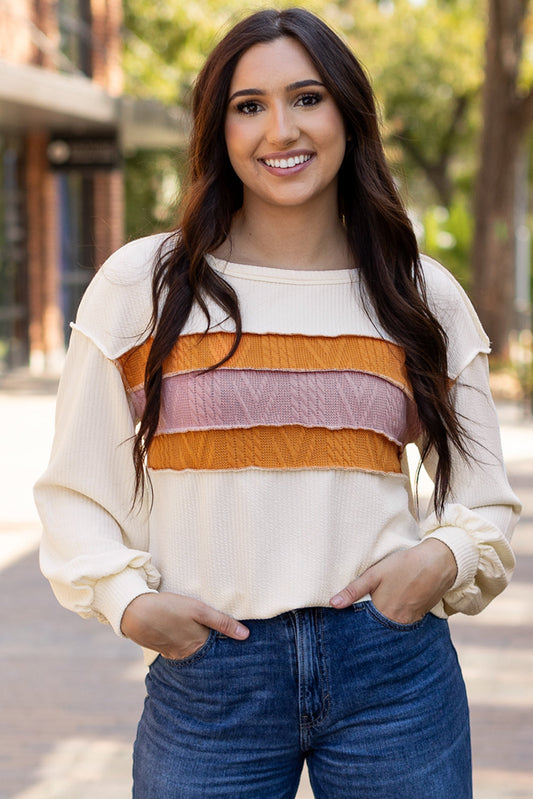 Ember Exposed Seam Knit Patchwork Top - Aaria Tees Aaria Tees