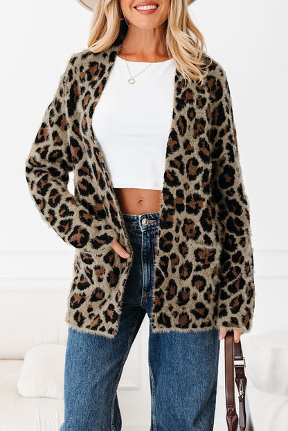 Brown Leopard Open Casual Cardigan