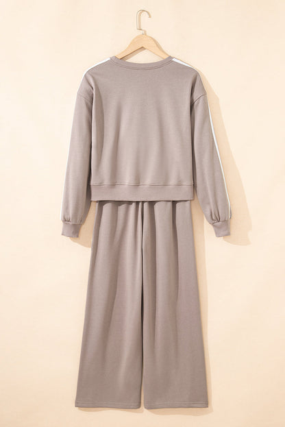 Varsity Stripe Crewneck Pullover and Sweatpants Set