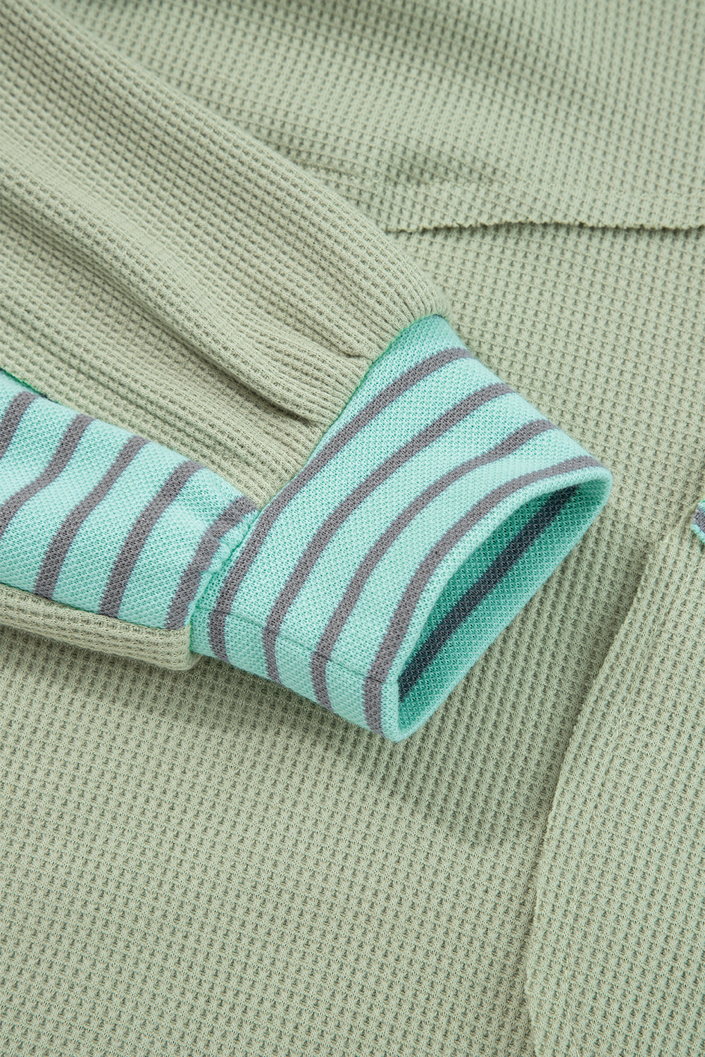 Stripe Patchwork Waffle Knit V-Neck Pullover