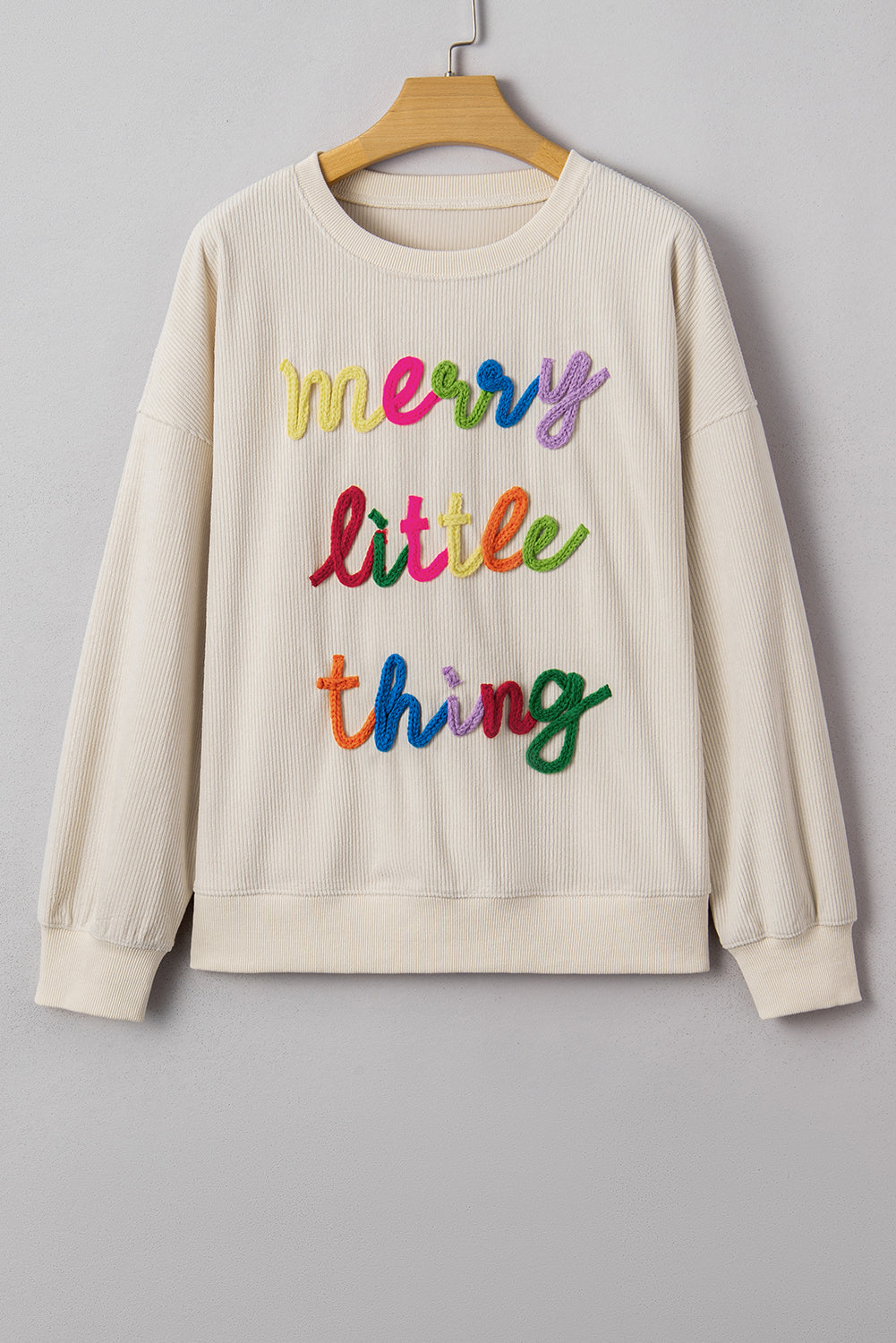 Merry Little Thing Ribbed Corduroy Long Sleeve Sweatshirt
