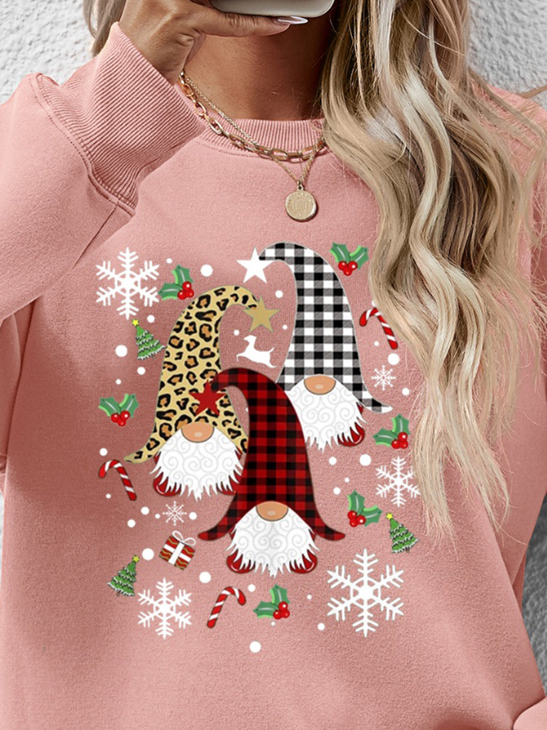 Faceless Gnomes Graphic Drop Shoulder Sweatshirt - Aaria Tees