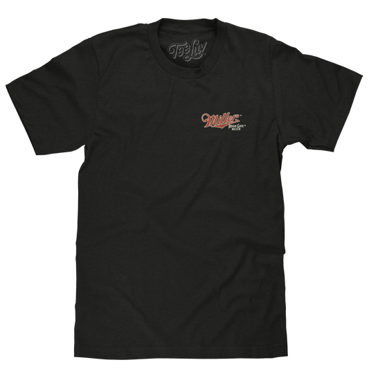 Miller High Life Girl in The Moon Beer Logo T-Shirt - Vintage Black