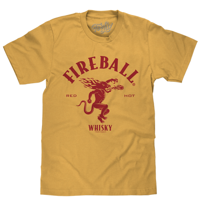 Fireball Whisky Red Hot Dragon Logo T-Shirt - Mustard Yellow
