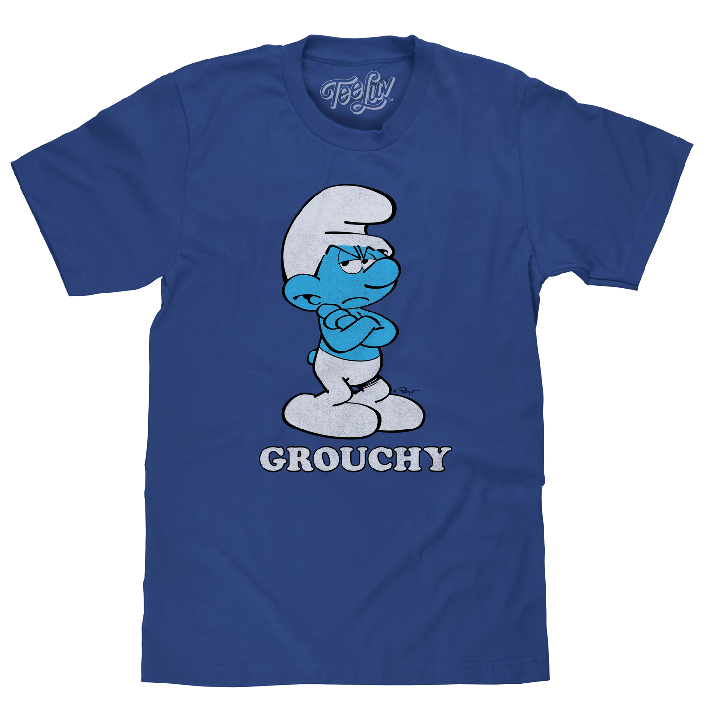 Retro Grouchy Smurf T-Shirt - Royal Blue