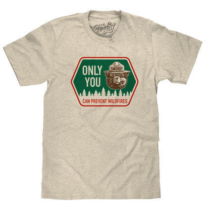 Retro Smokey Bear Only You Can Prevent Wildfires T-Shirt - Oatmeal Heather