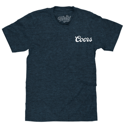 Original Coors Rodeo Cowboy Front and Back Print T-Shirt - Denim Black Heather