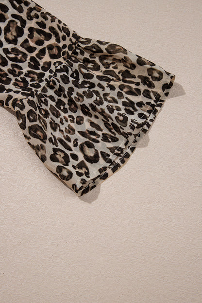 Leopard 3/4 Sleeve V-Neck Dress