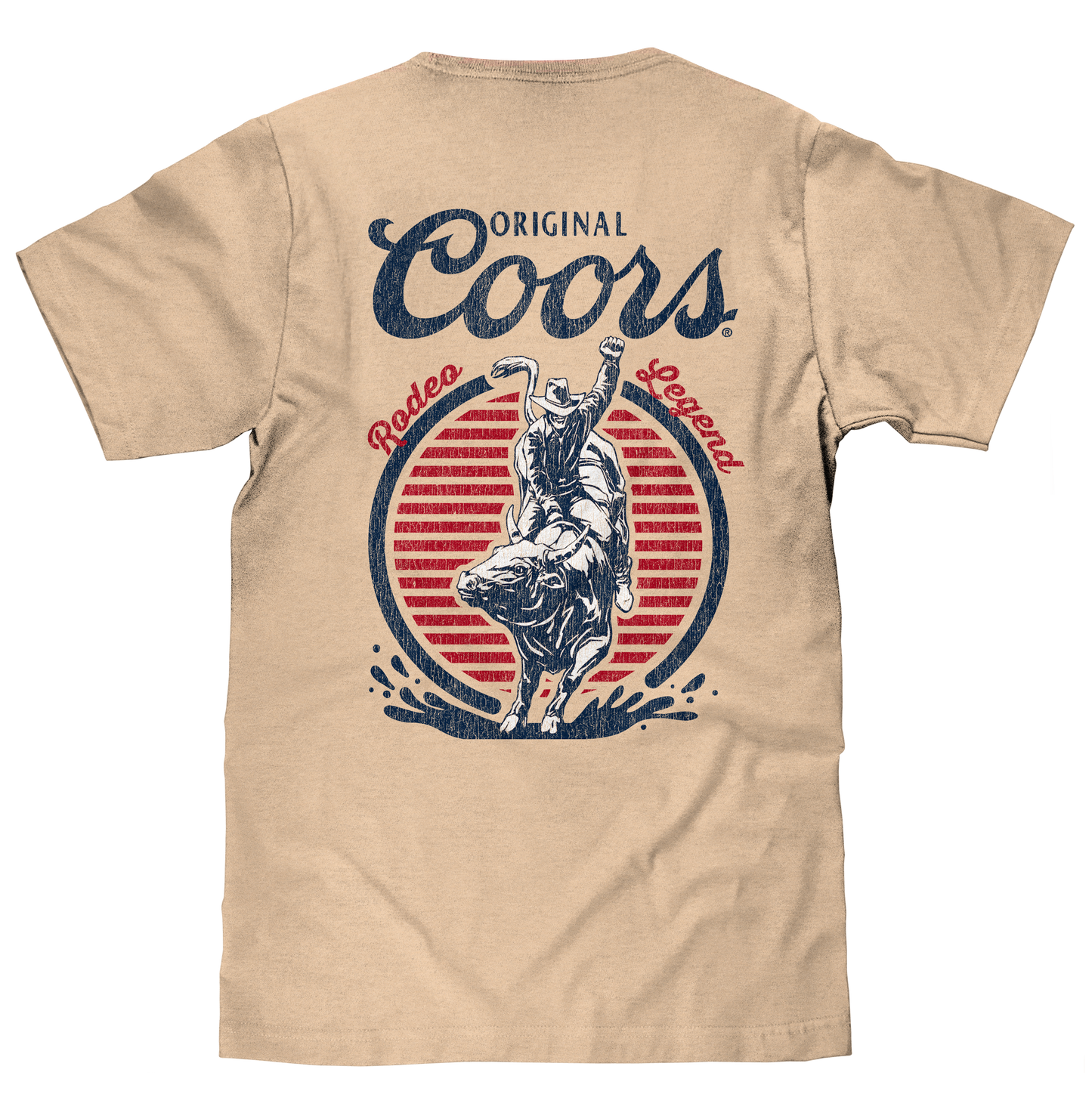 Original Coors Rodeo Legend Double Sided Beer Logo T-Shirt - Cream