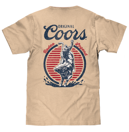 Original Coors Rodeo Legend Double Sided Beer Logo T-Shirt - Cream