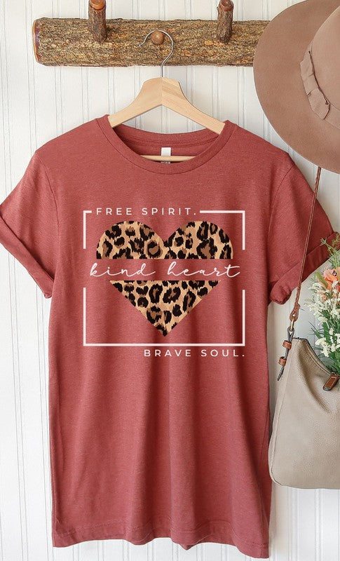 Free Spirit Leopard Heart Graphic Tee PLUS - Aaria Tees