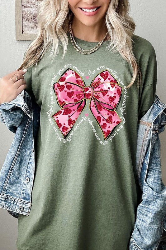 Valentine Bow Graphic Plus Heavy Cotton Tee