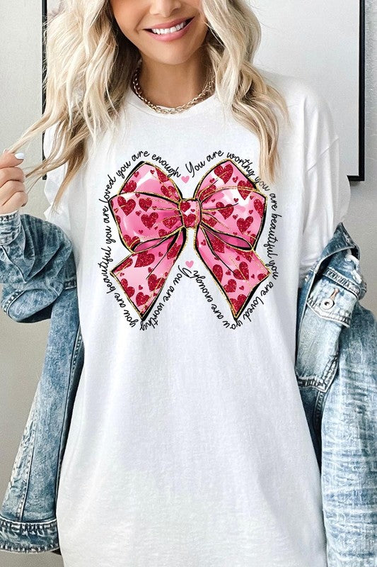 Valentine Bow Graphic Plus Heavy Cotton Tee