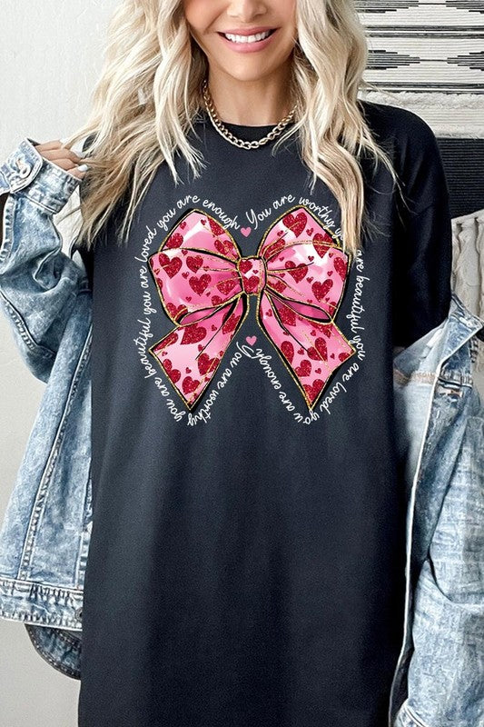 Valentine Bow Graphic Plus Heavy Cotton Tee