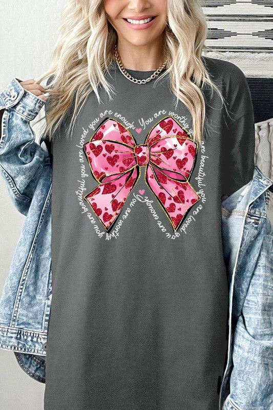 Valentine Bow Graphic Plus Heavy Cotton Tee