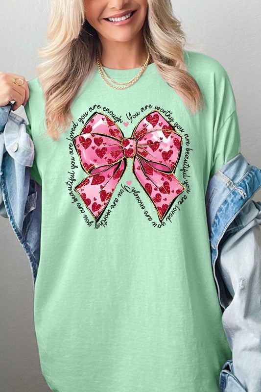 Valentine Bow Graphic Plus Heavy Cotton Tee