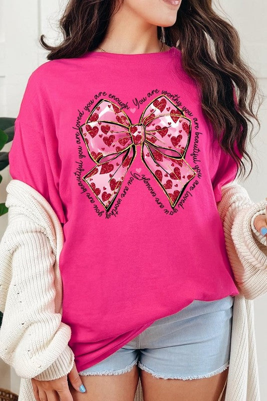 Valentine Bow Graphic Plus Heavy Cotton Tee