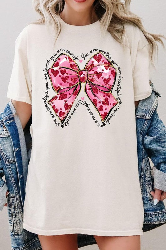 Valentine Bow Graphic Plus Heavy Cotton Tee