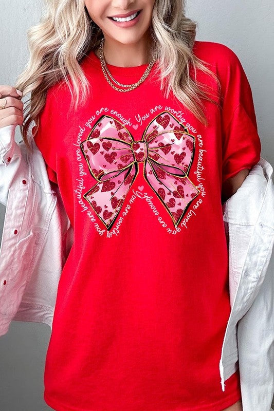 Valentine Bow Graphic Plus Heavy Cotton Tee