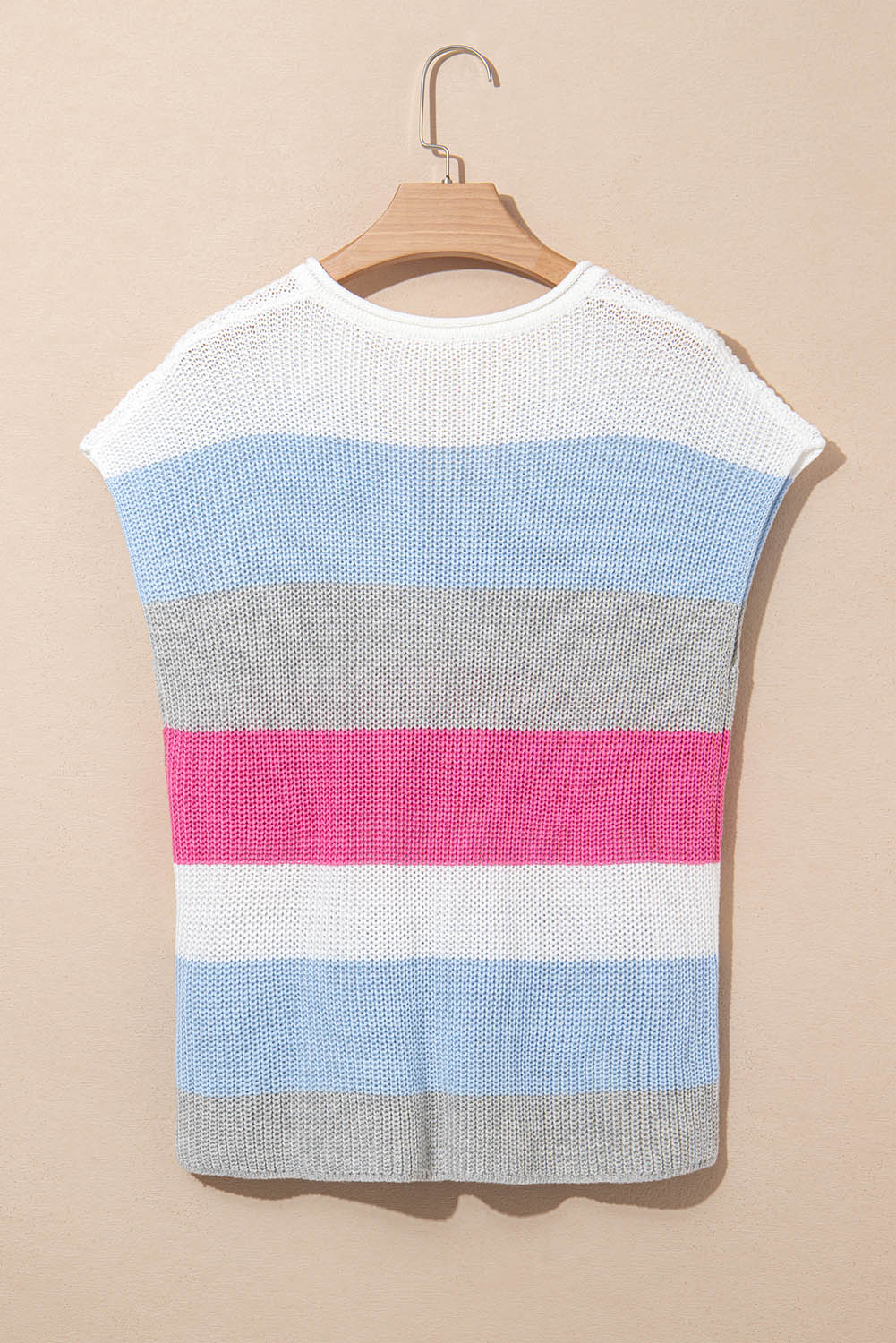 Stripe Colorblock V-Neck Sweater T-Shirt