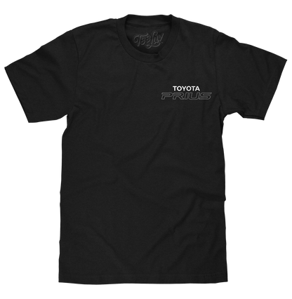 Toyota Prius Passion for the Planet Front and Back Print T-Shirt - Black