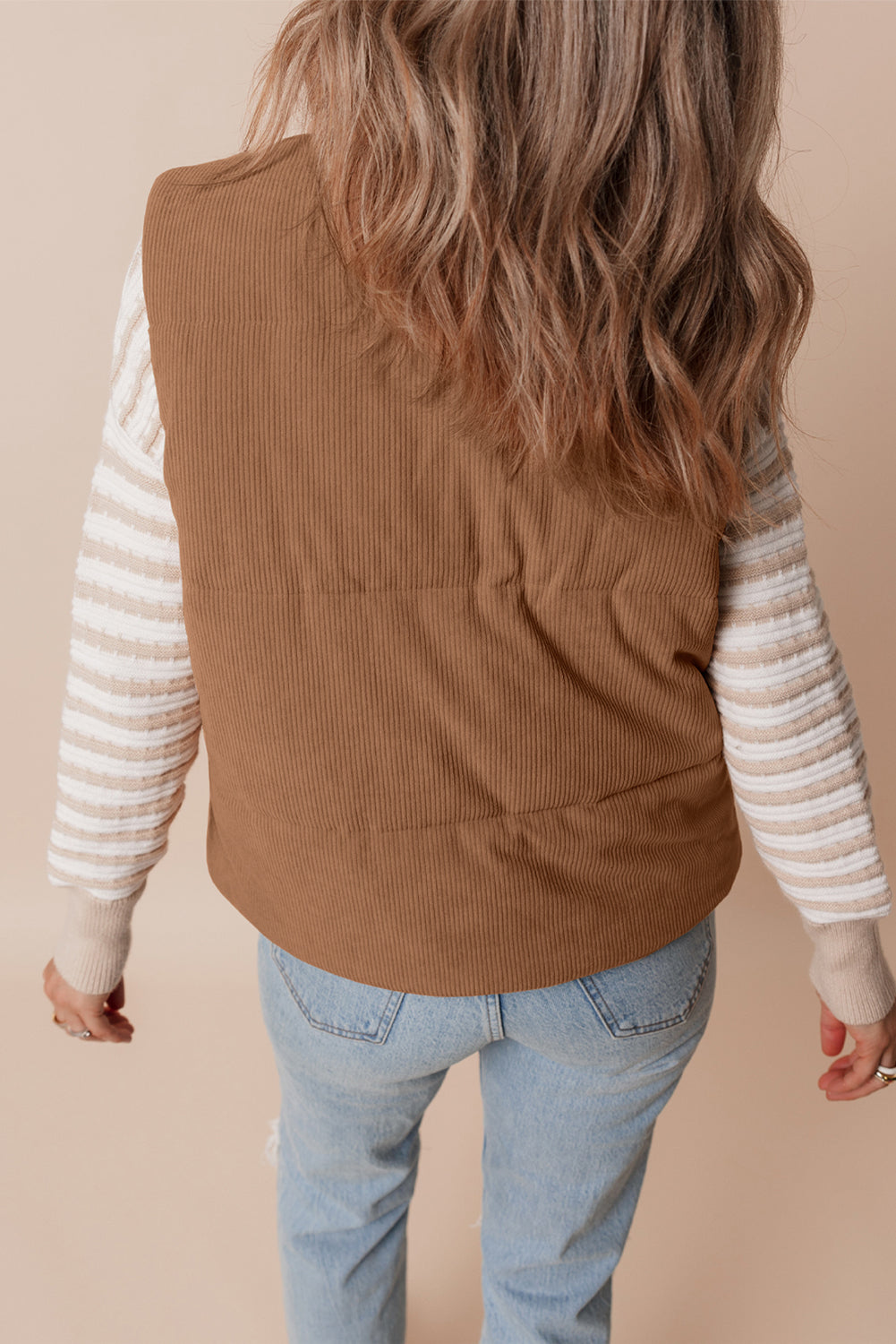 Natalia Corduroy Zipped Puffer Vest - Aaria Tees