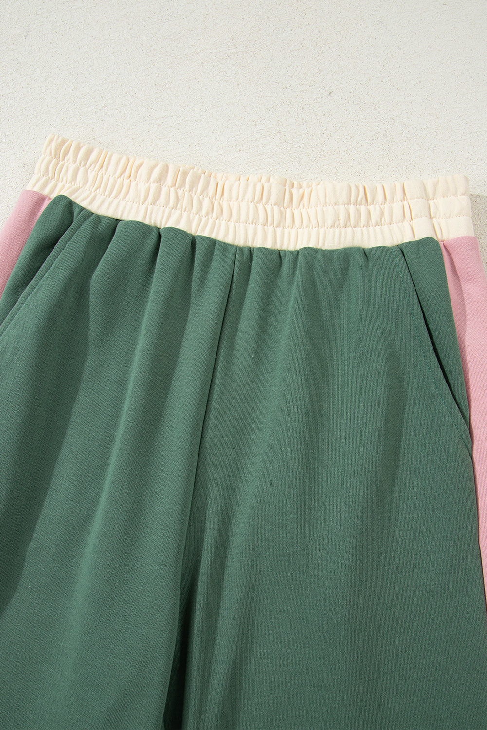 Light Pink 2pcs Color Block Pullover Loose Pant Set