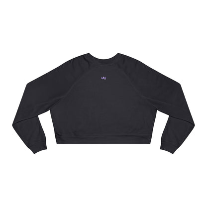 Cute Witchy Cat Lady Women's Halloween Cropped Pullover Sweatshirt