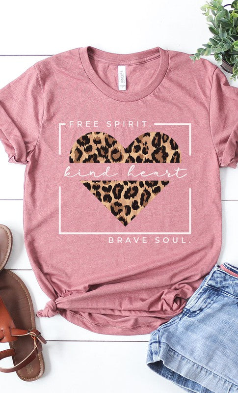 Free Spirit Leopard Heart Graphic Tee PLUS - Aaria Tees