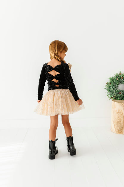 Black Velvet | Bow Back Long Sleeve Top