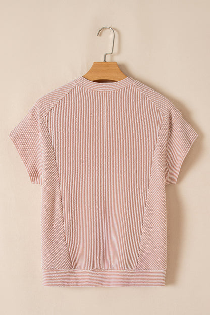 Solid Corded T-Shirt and Pants Set