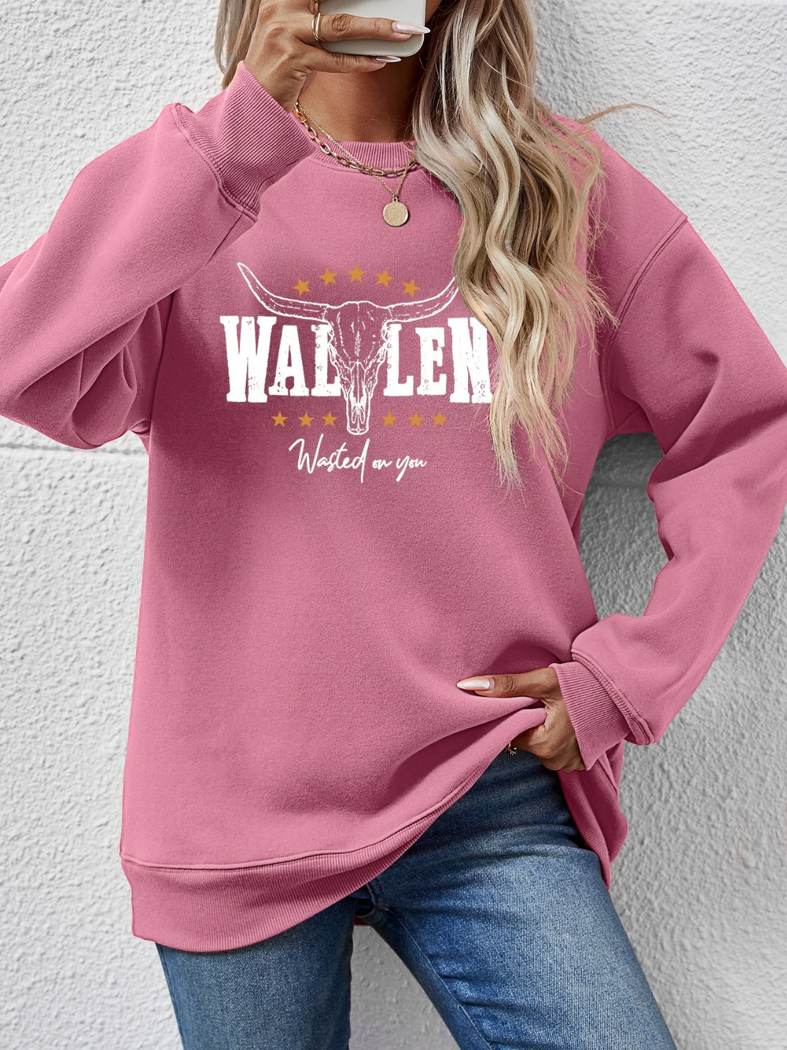 Graphic Round Neck Dropped Shoulder Sweatshirt - Aaria Tees Aaria Tees