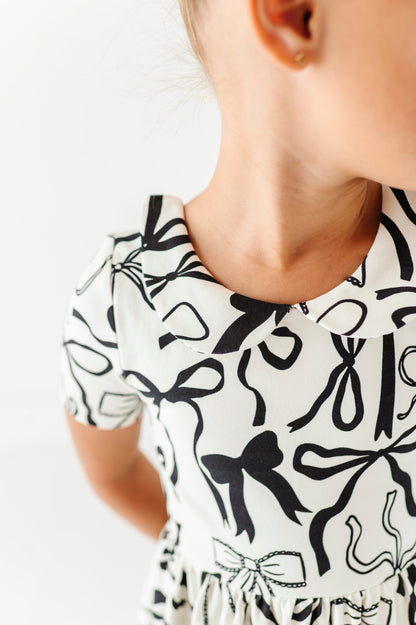 Cream Preppy Bow | Collard Twirl Dress