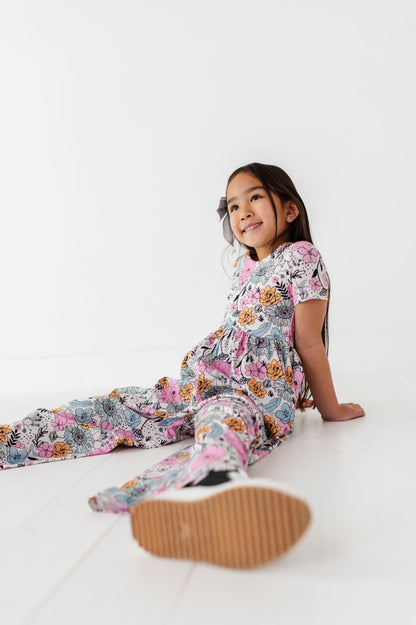 Vintage Sketchy Floral Romper