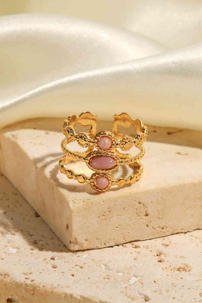 Triple-Layered Stainless Steel Open Ring - Aaria Tees