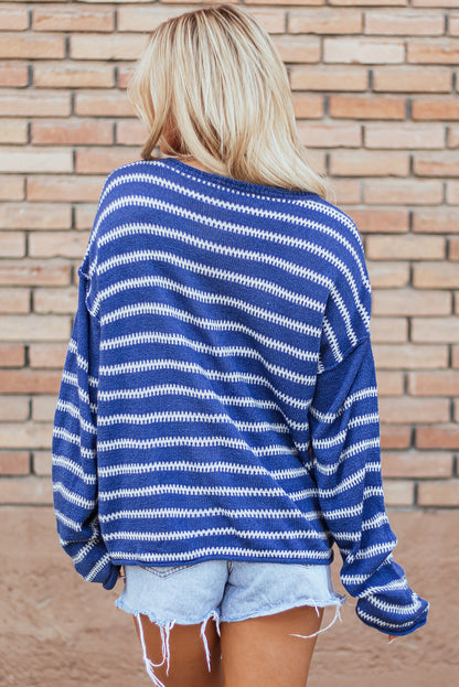 Cadence Stripe Casual Sweater - Aaria Tees