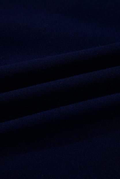 Navy Blue CLASSY UNTIL KICKOFF Plush Letter Patched Loose Sweatshirt