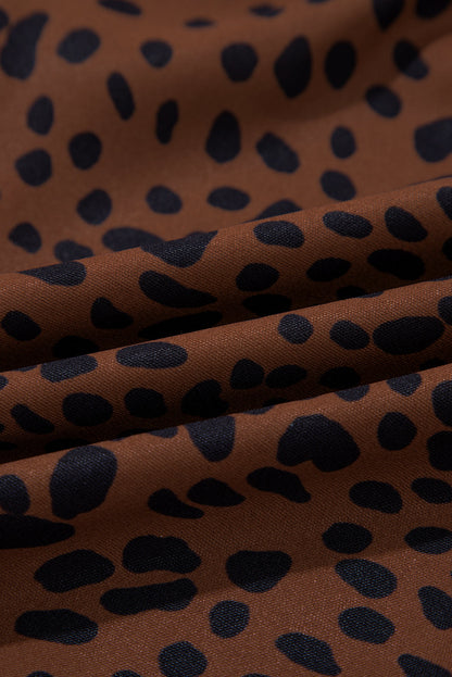 Leopard Ruffle Puff Sleeve Blouse