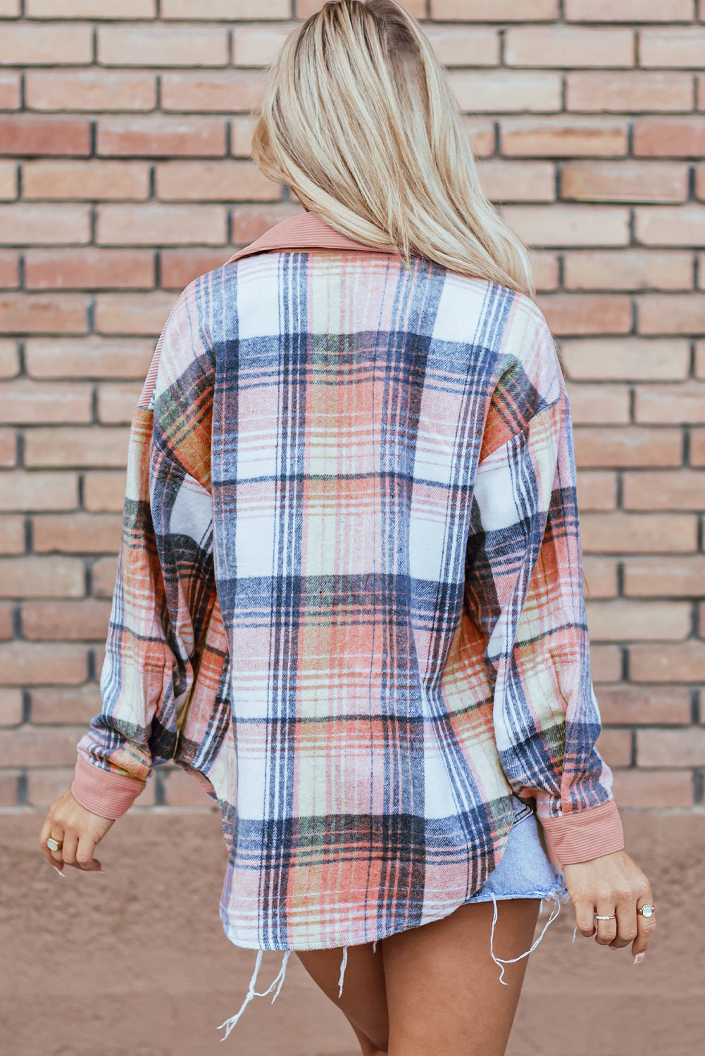Nancy Plaid Corduroy Patchwork Shacket - Aaria Tees