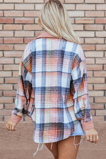 Nancy Plaid Corduroy Patchwork Shacket - Aaria Tees
