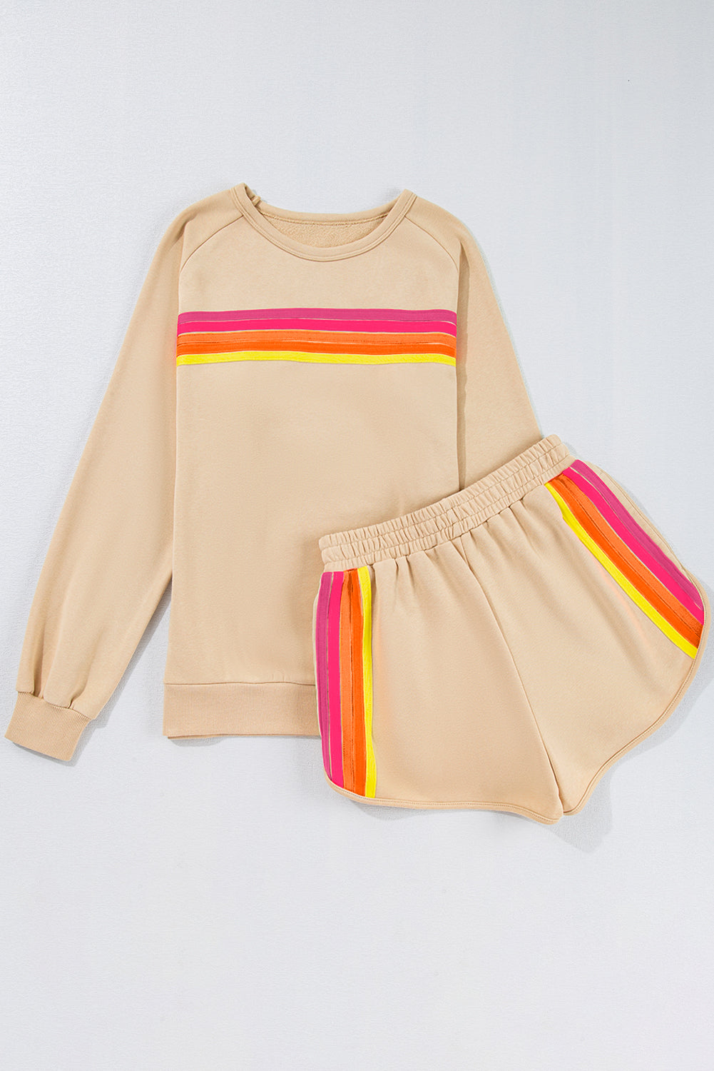 Colorblock Stripe Pullover and Shorts Set