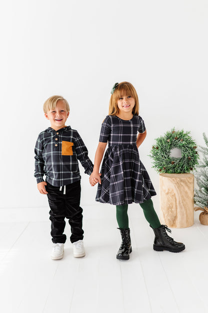 Black Plaid | Scoop Back Dress