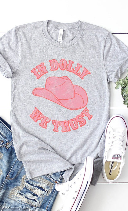 Retro In Dolly We Trust Hat Graphic Tee PLUS - Aaria Tees