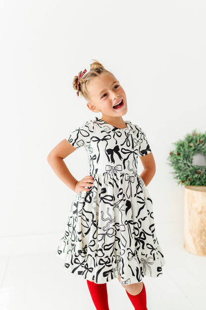 Cream Preppy Bow | Collard Twirl Dress