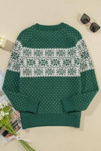 Christmas Snowflake Dotted Long Sleeve Sweater