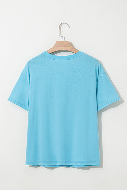 Light Blue MAMA Letter Graphic Neon T Shirt