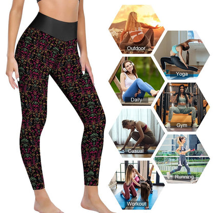 Munsieur Custom Printed Honeycomb Textured Yoga Leggings for Women